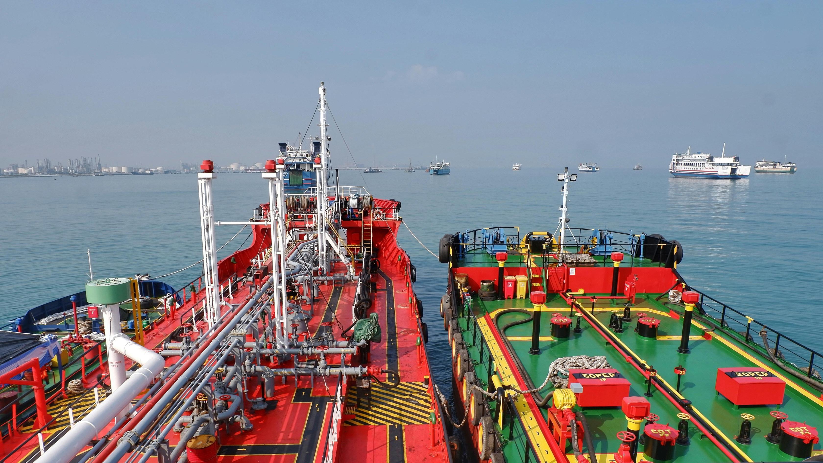 Marine vessels operating alongside one another